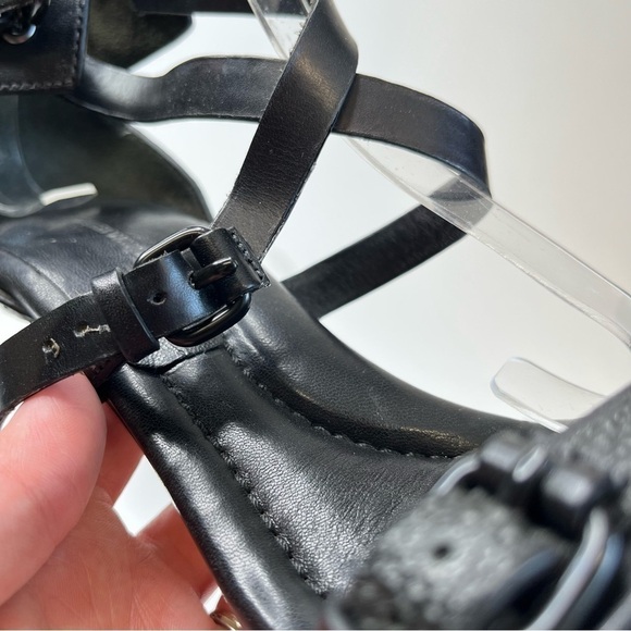 Alexander WANG Stella Black Textured Leather Sexy Buckle Sandals Stilettos Heels - Picture 7 of 16